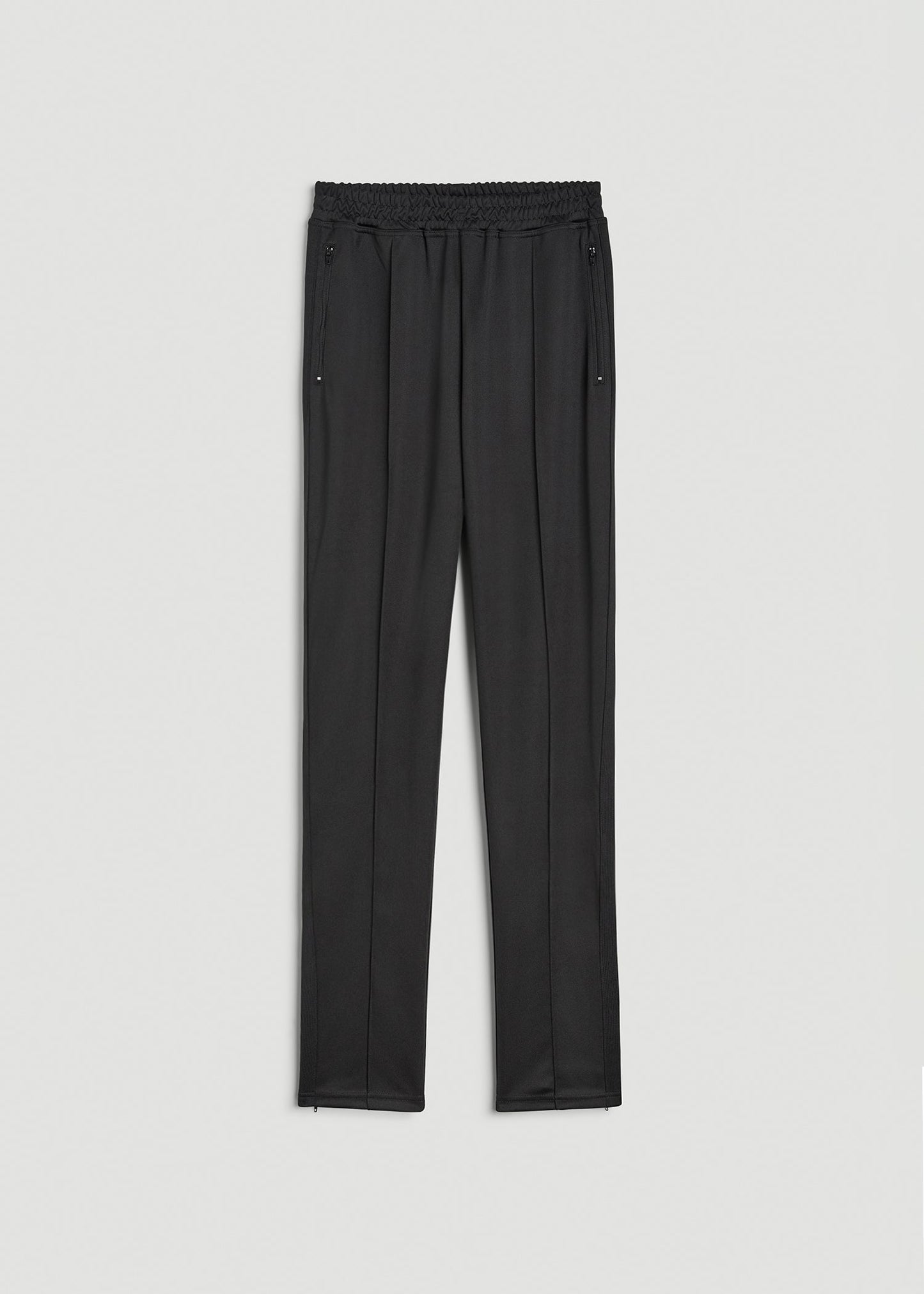 American Tall Women Ultra Lightweight Tricot Athletic Stripe Pants for Tall Women in Black And Black
