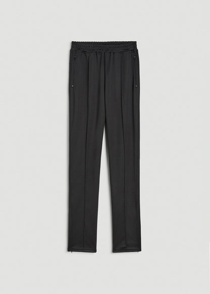 American Tall Women Ultra Lightweight Tricot Athletic Stripe Pants for Tall Women in Black And Black