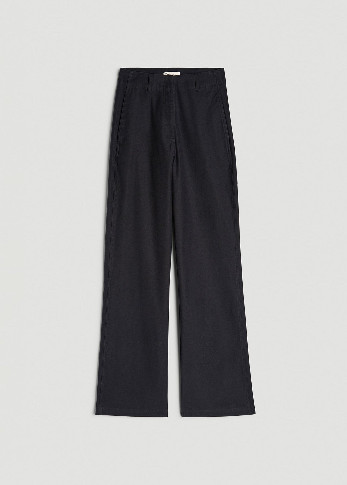 American Tall Women High Rise Wide Leg Flat Front Chinos for Tall Women in Black
