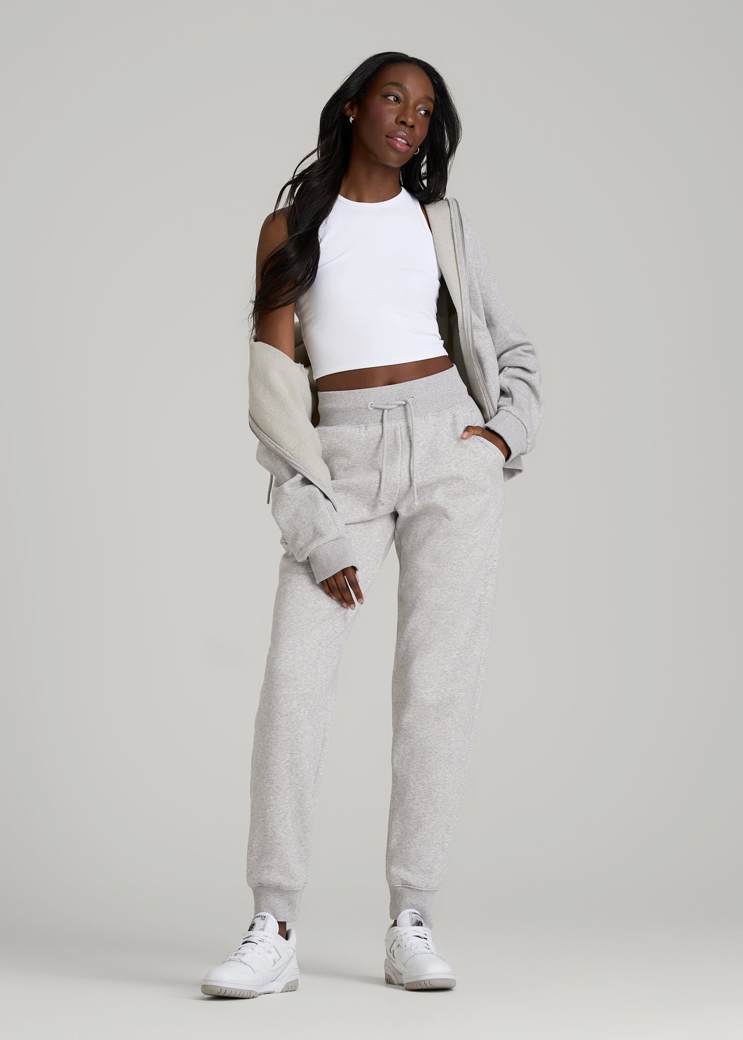 American Tall Women A.T. Basics Athletic Joggers for Tall Women in Grey Mix