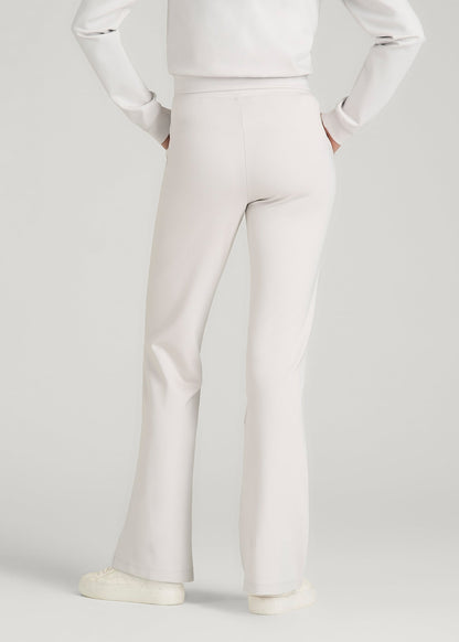 American Tall Women Soft Flex Ponte Flare Pants with Drawcord for Tall Women in White Sand