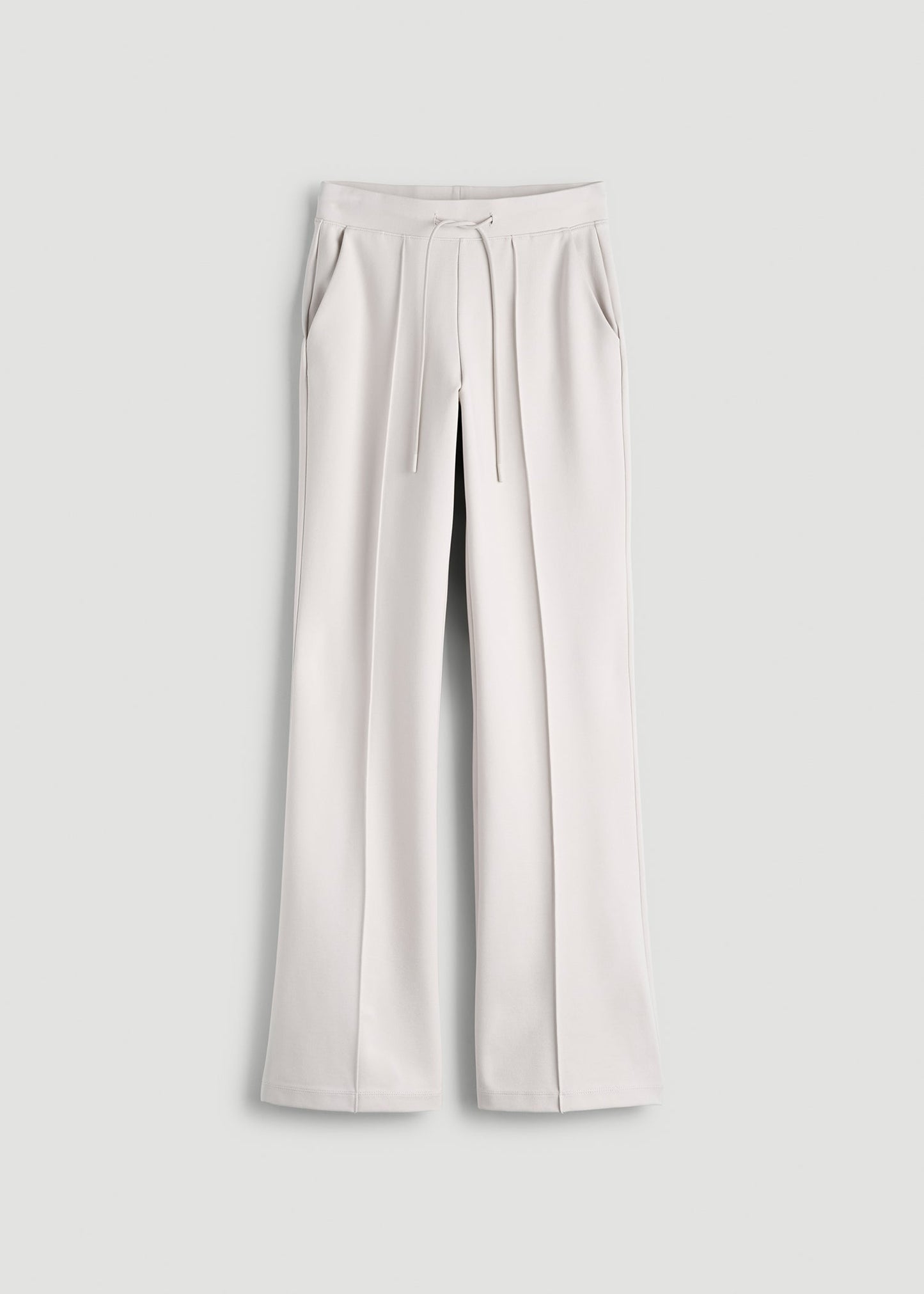 American Tall Women Soft Flex Ponte Flare Pants with Drawcord for Tall Women in White Sand