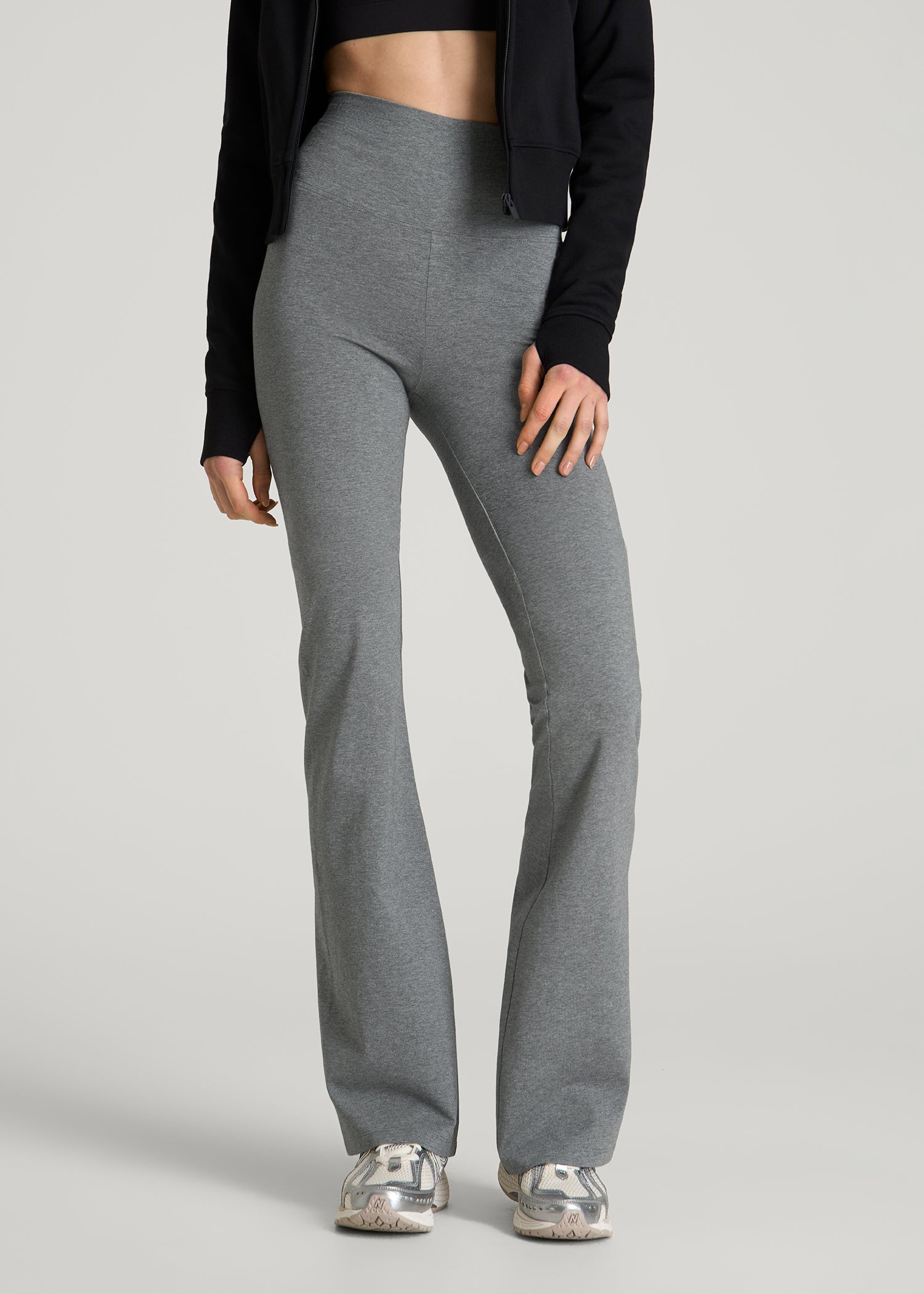American Tall Women Cotton flare legging for Tall Women in Mid Grey Heather