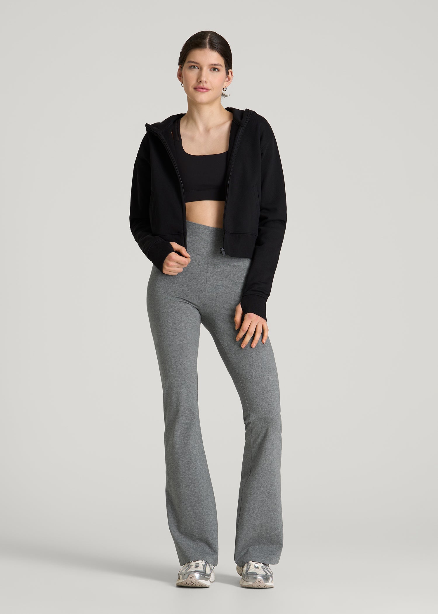 American Tall Women Cotton flare legging for Tall Women in Mid Grey Heather