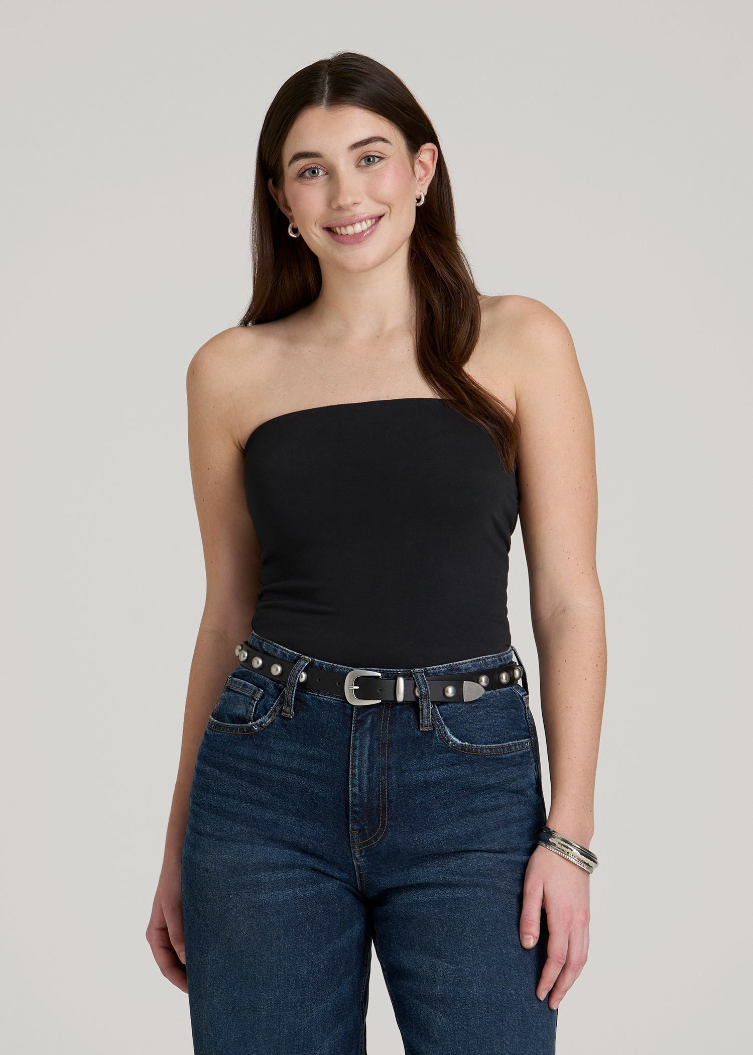 American Tall Women Cotton Tube Top for Tall Women in Black