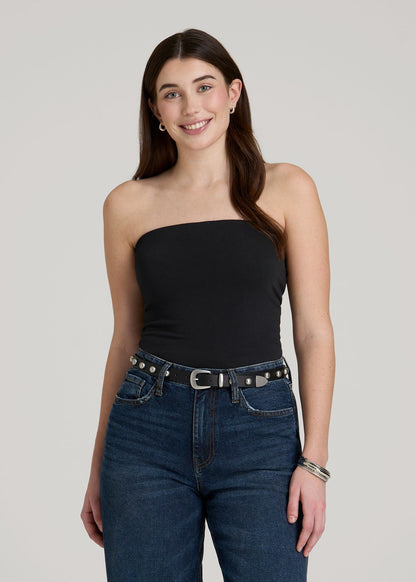 American Tall Women Cotton Tube Top for Tall Women in Black