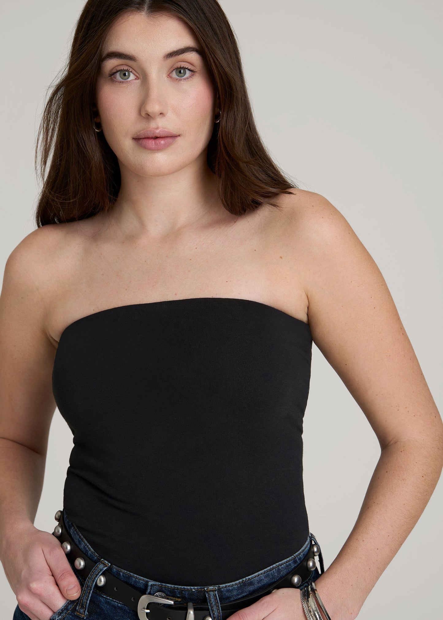 American Tall Women Cotton Tube Top for Tall Women in Black