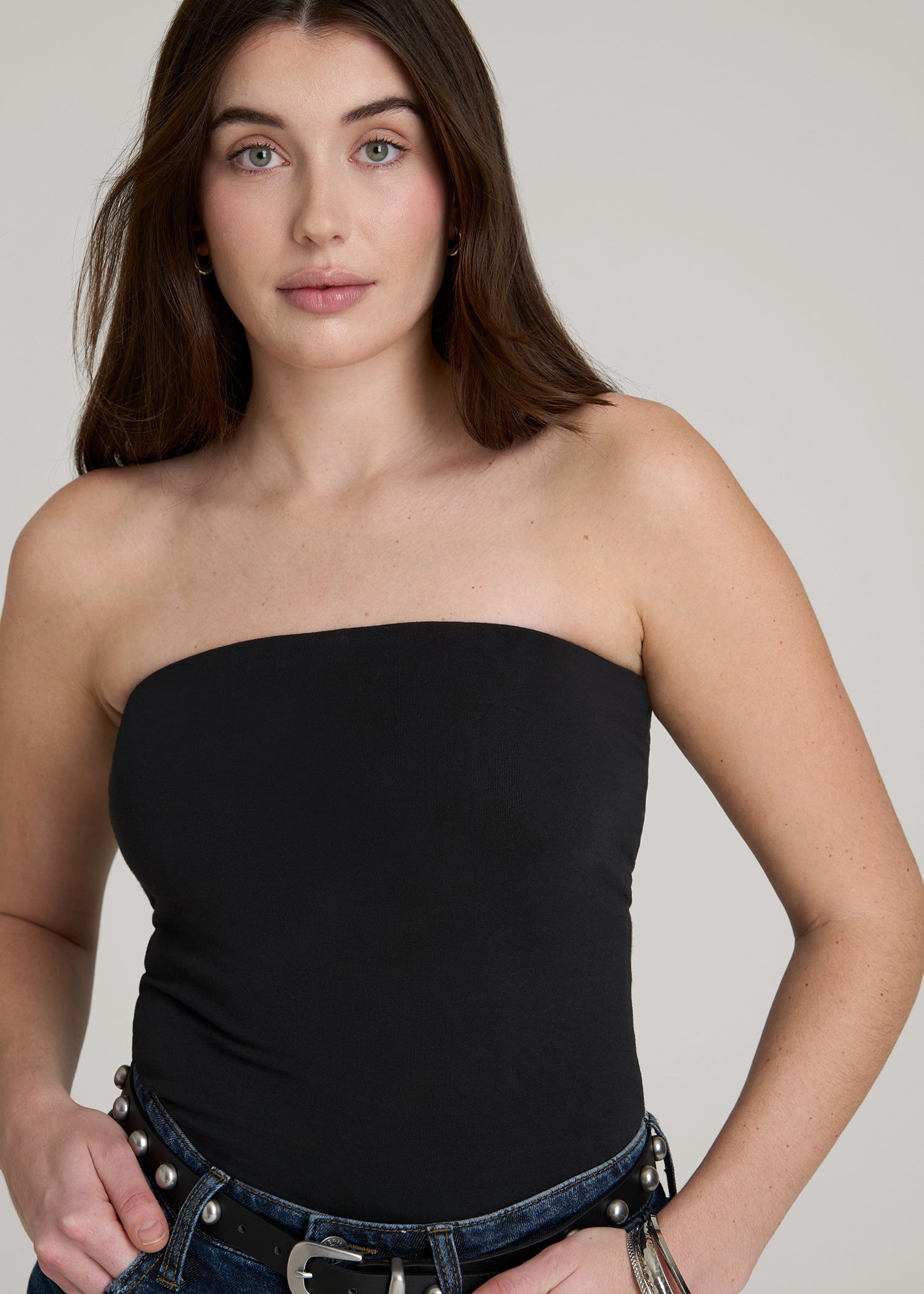 American Tall Women Cotton Tube Top for Tall Women in Black