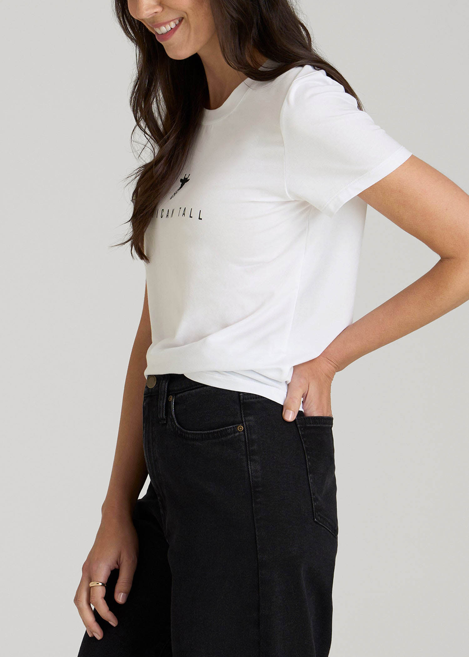 American Tall Women Logo Tee for Tall Women in White