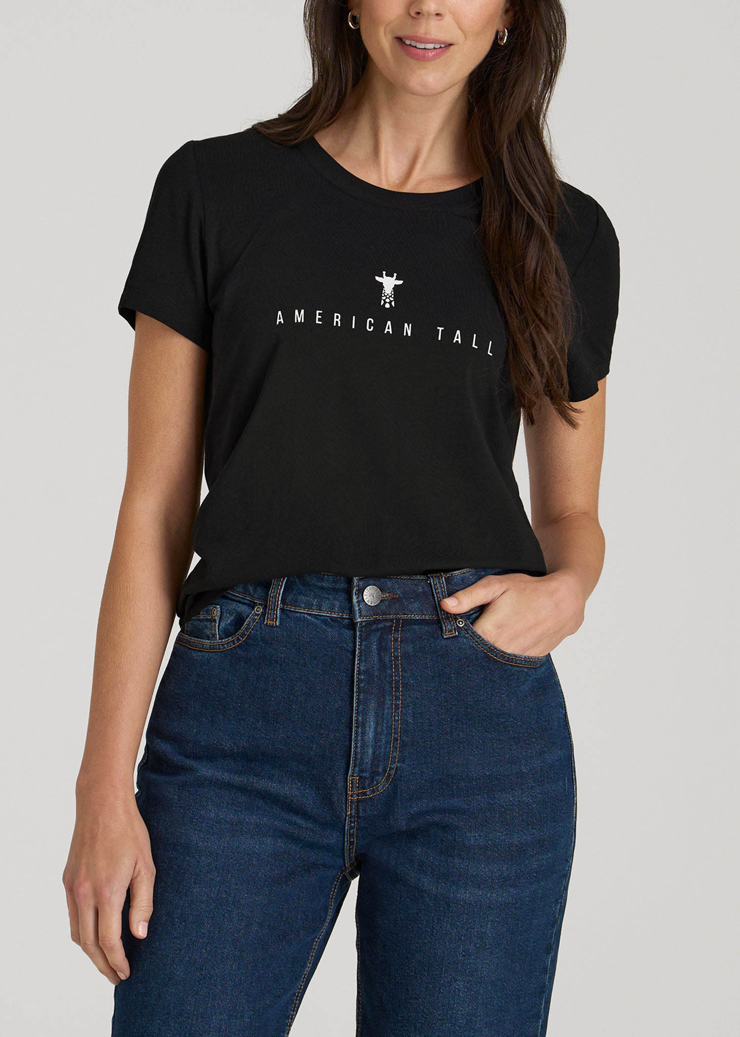 American Tall Women Logo Tee for Tall Women in Black