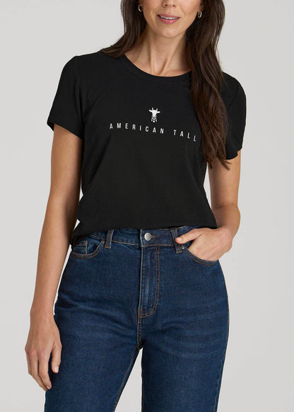 American Tall Women Logo Tee for Tall Women in Black
