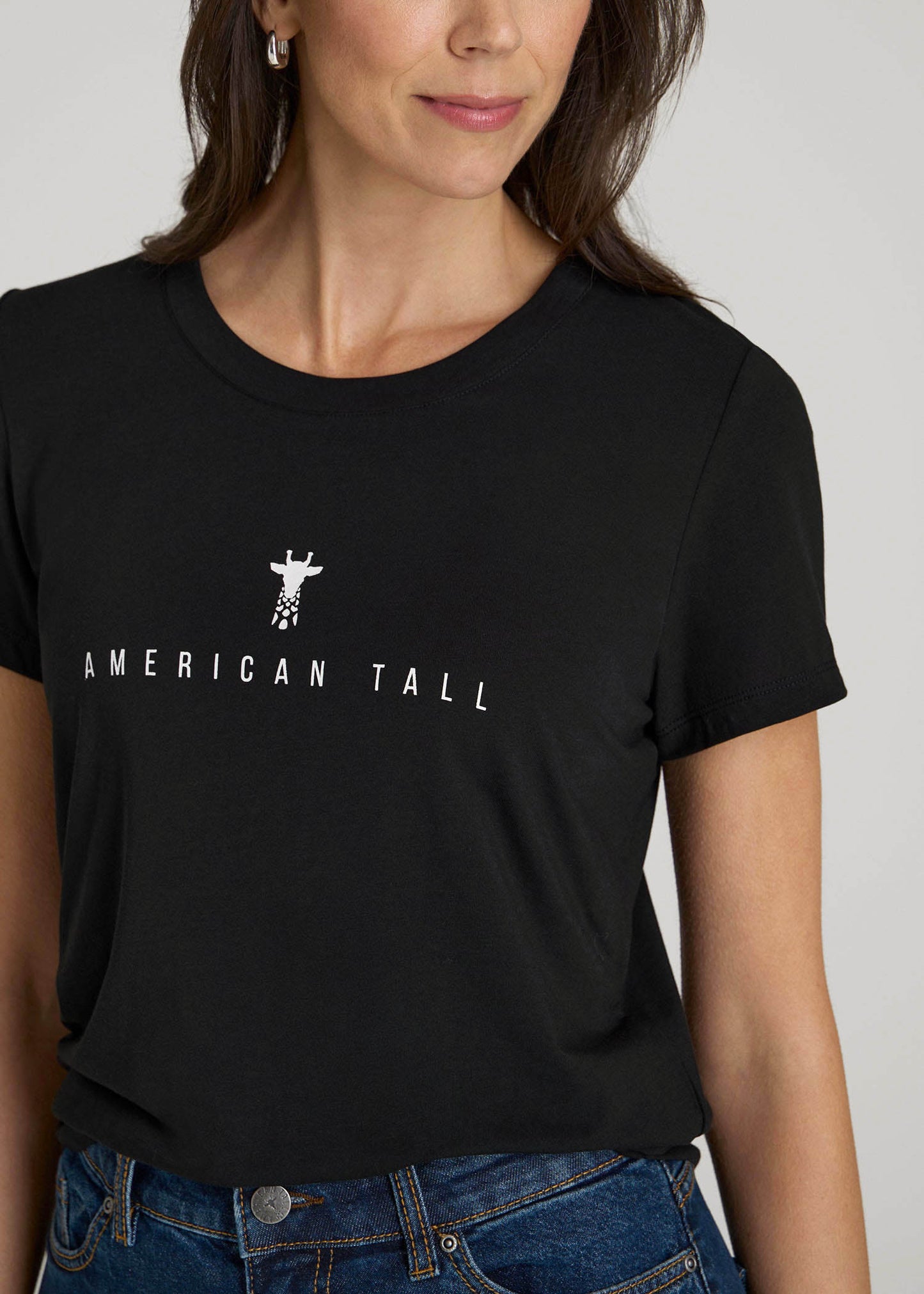 American Tall Women Logo Tee for Tall Women in Black