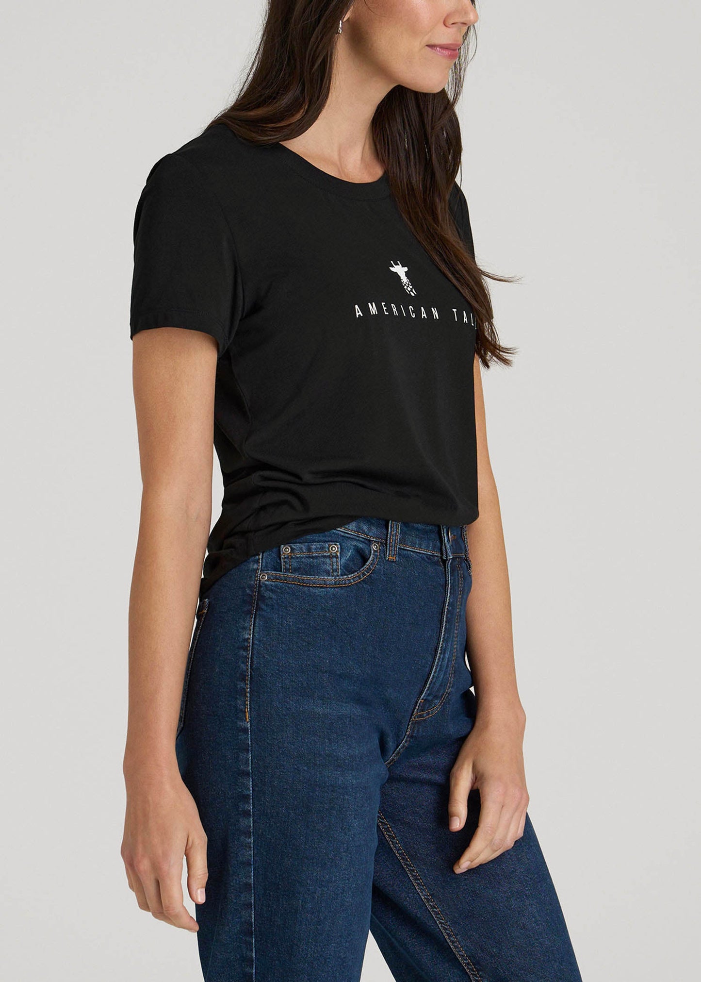American Tall Women Logo Tee for Tall Women in Black