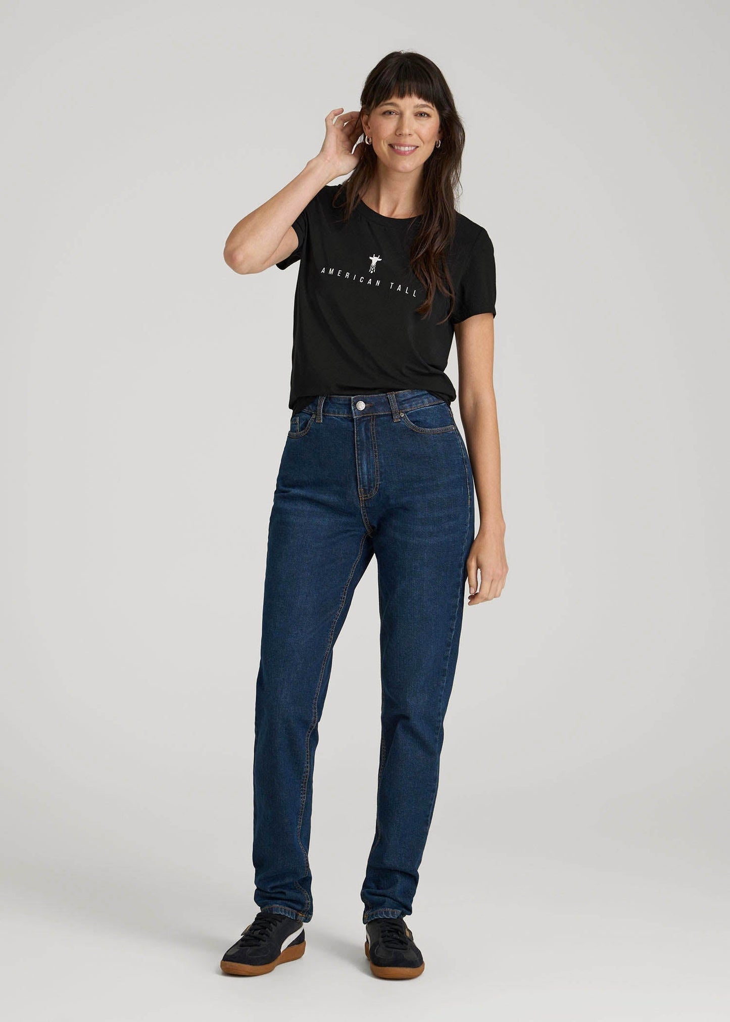 American Tall Women Logo Tee for Tall Women in Black