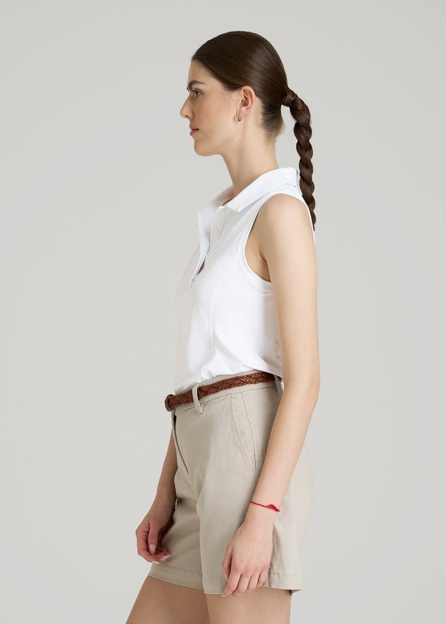 American Tall Women|Men Active Sleeveless Polo Shirt for Tall Women in White