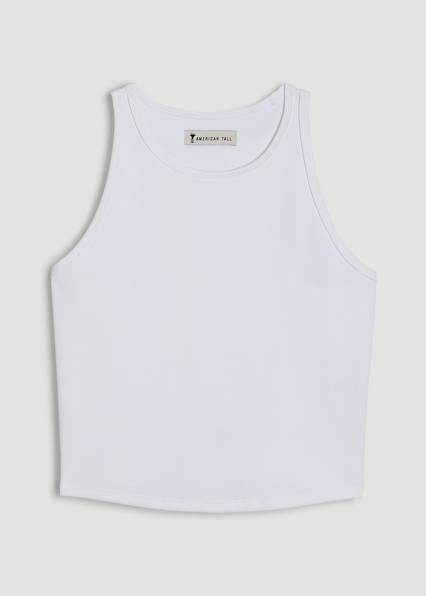 American Tall Women Cropped Ribbed Tank Top for Tall Women in White