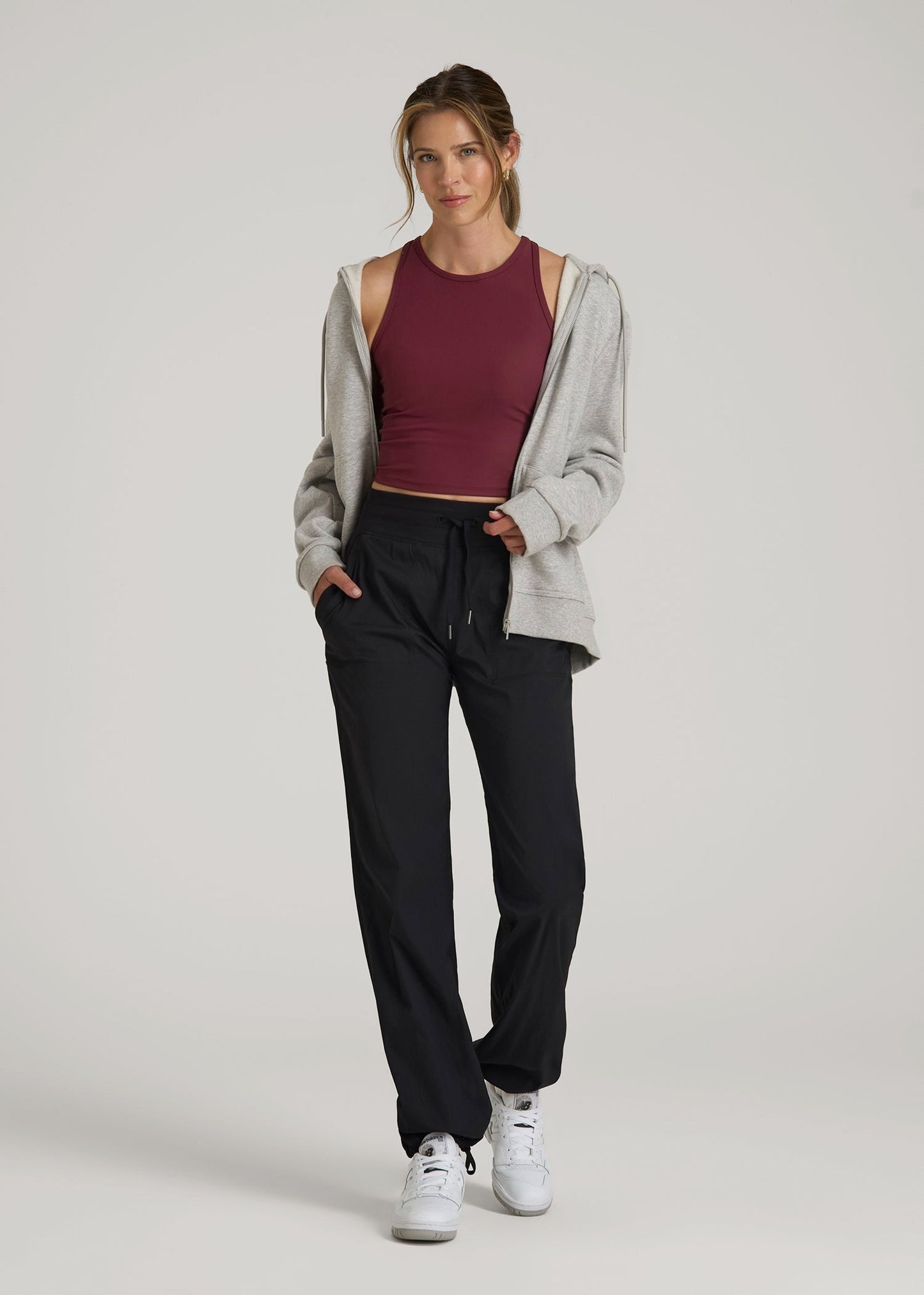 American Tall Women Cropped Ribbed Tank Top for Tall Women in Tawny Port