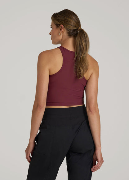 American Tall Women Cropped Ribbed Tank Top for Tall Women in Tawny Port