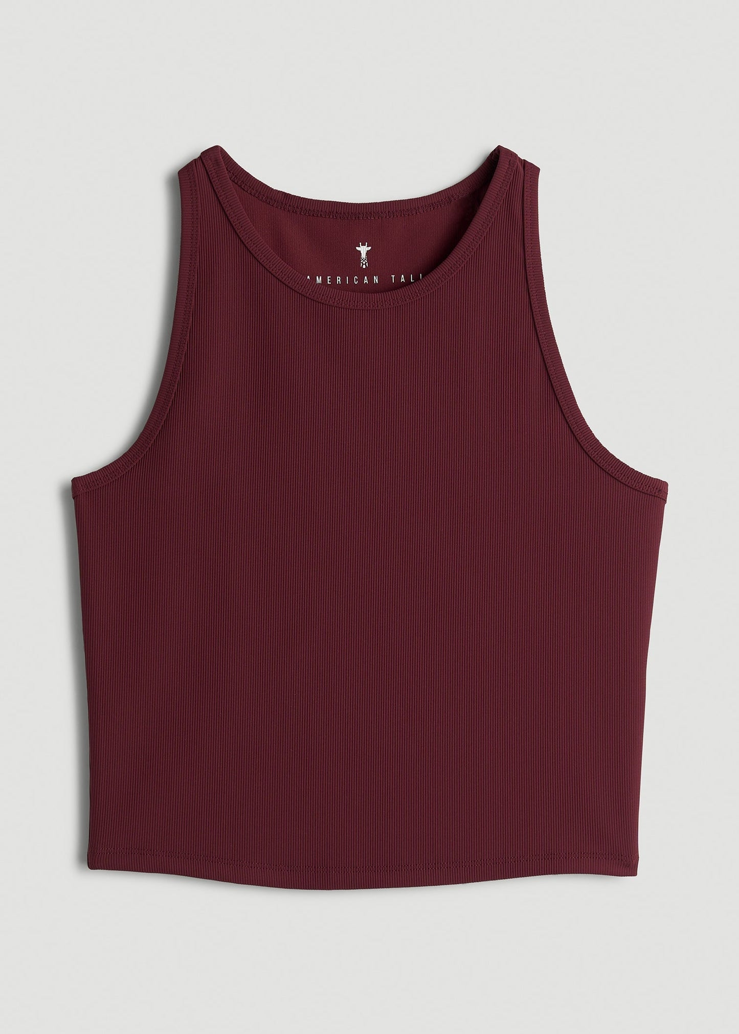 American Tall Women Cropped Ribbed Tank Top for Tall Women in Tawny Port