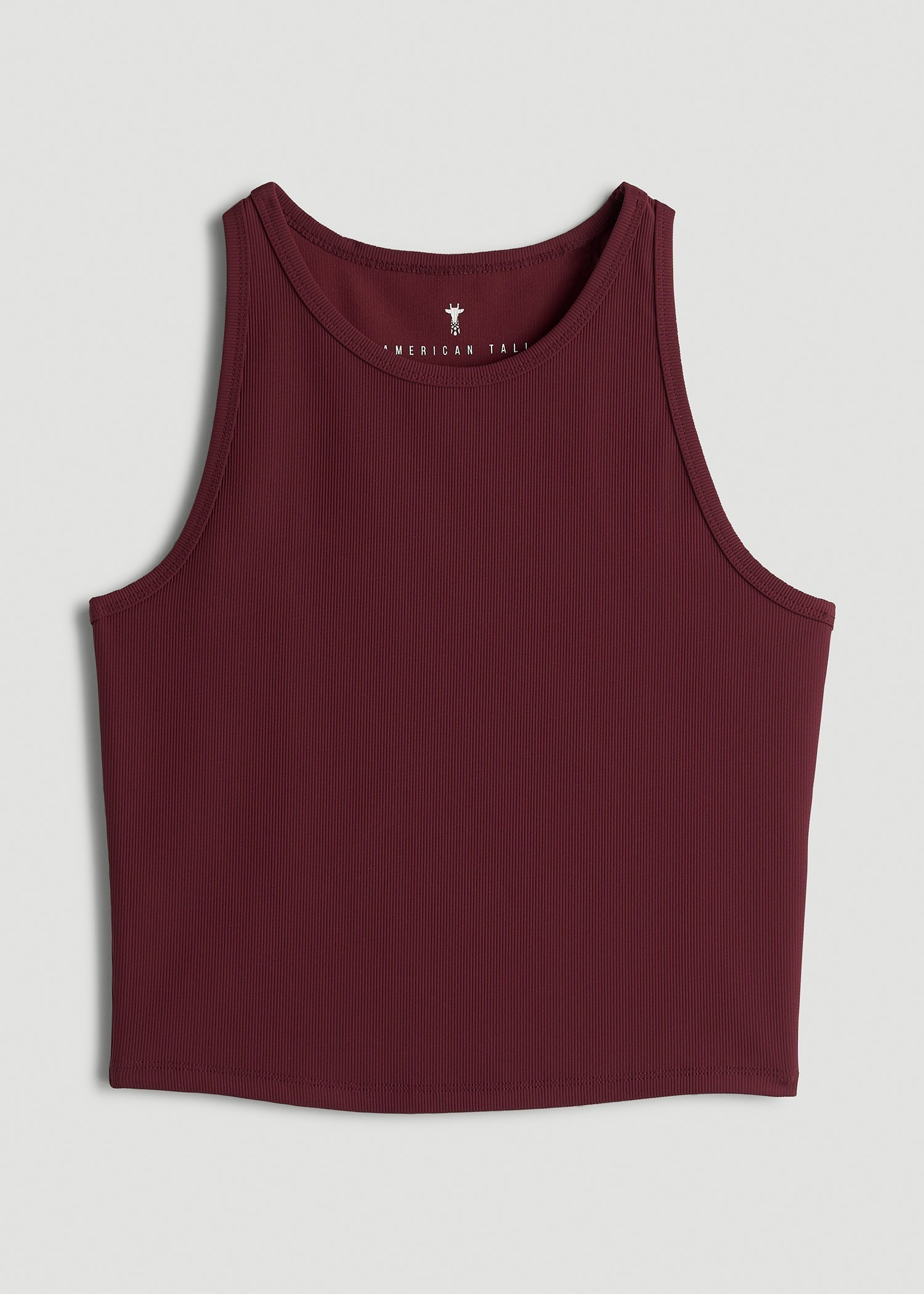 American Tall Women Cropped Ribbed Tank Top for Tall Women in Tawny Port