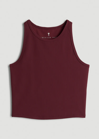 American Tall Women Cropped Ribbed Tank Top for Tall Women in Tawny Port