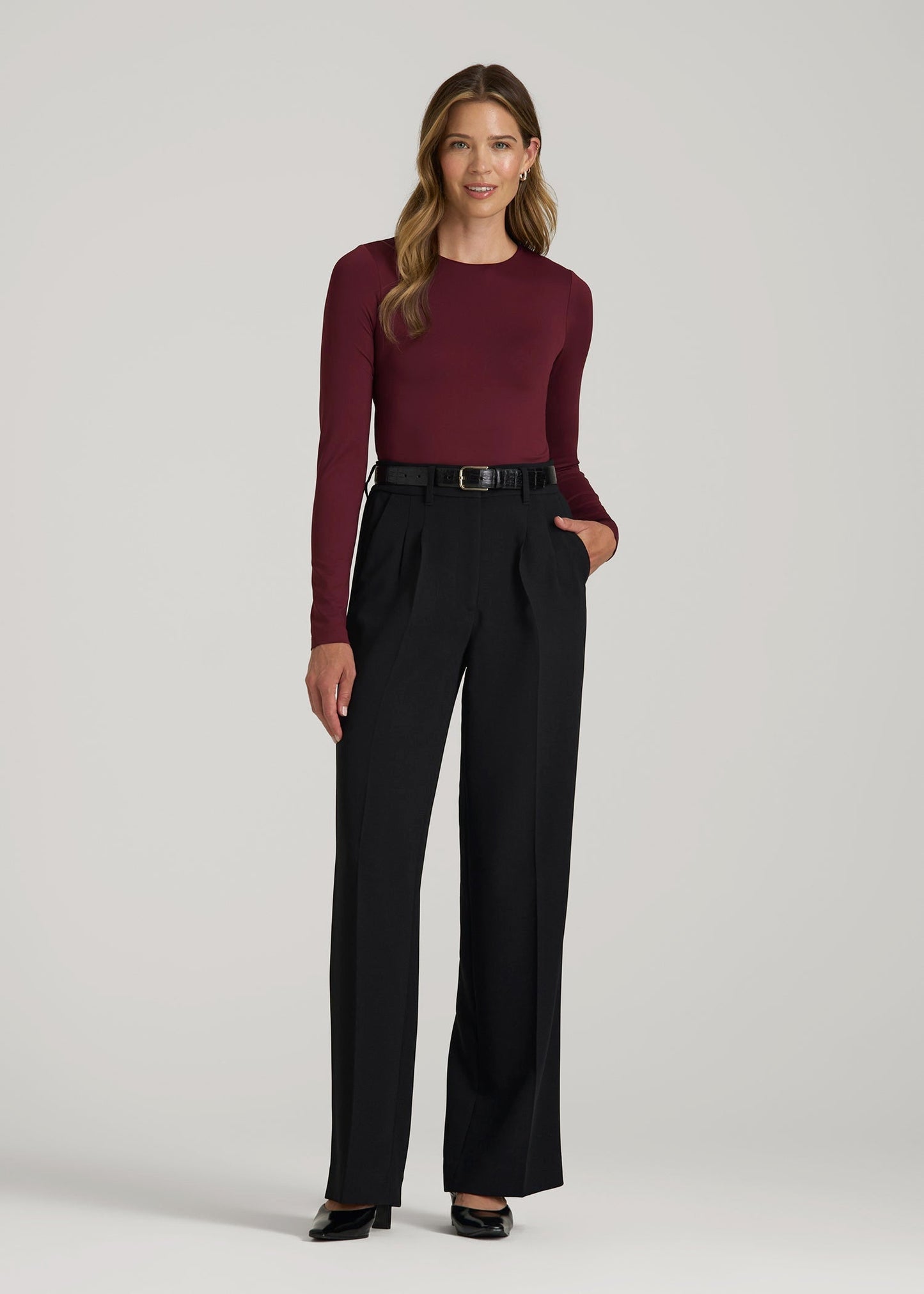 American Tall Women Long Sleeve Bodysuit for Tall Women in Port Royale