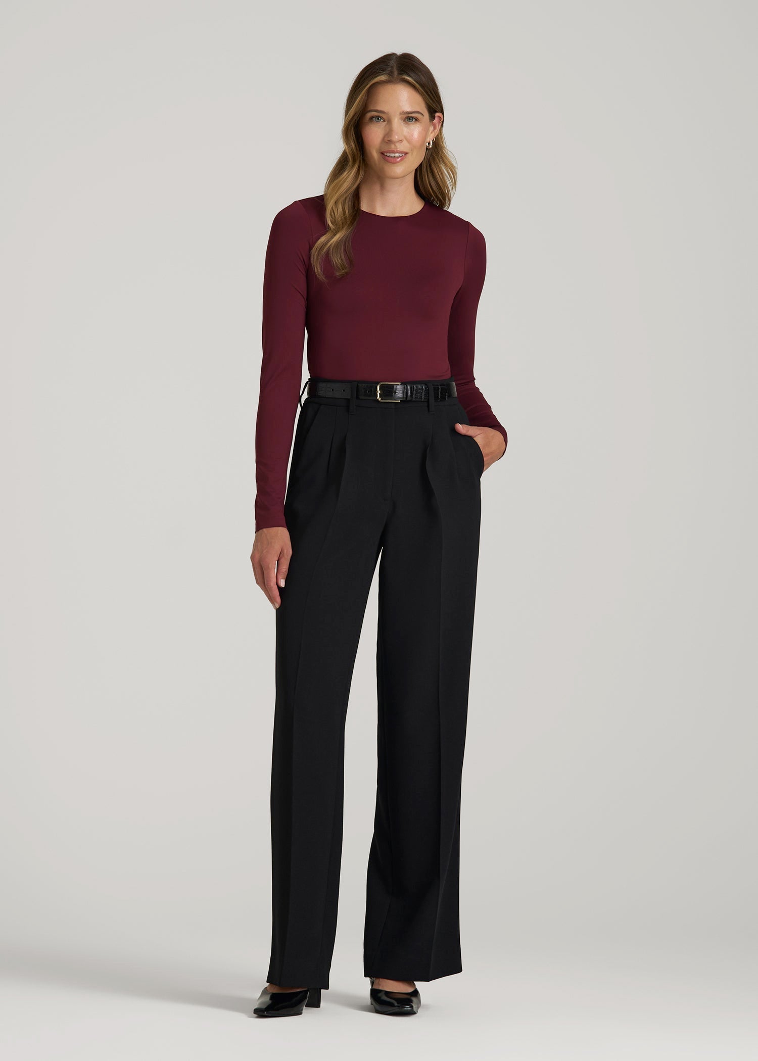 American Tall Women Long Sleeve Bodysuit for Tall Women in Port Royale
