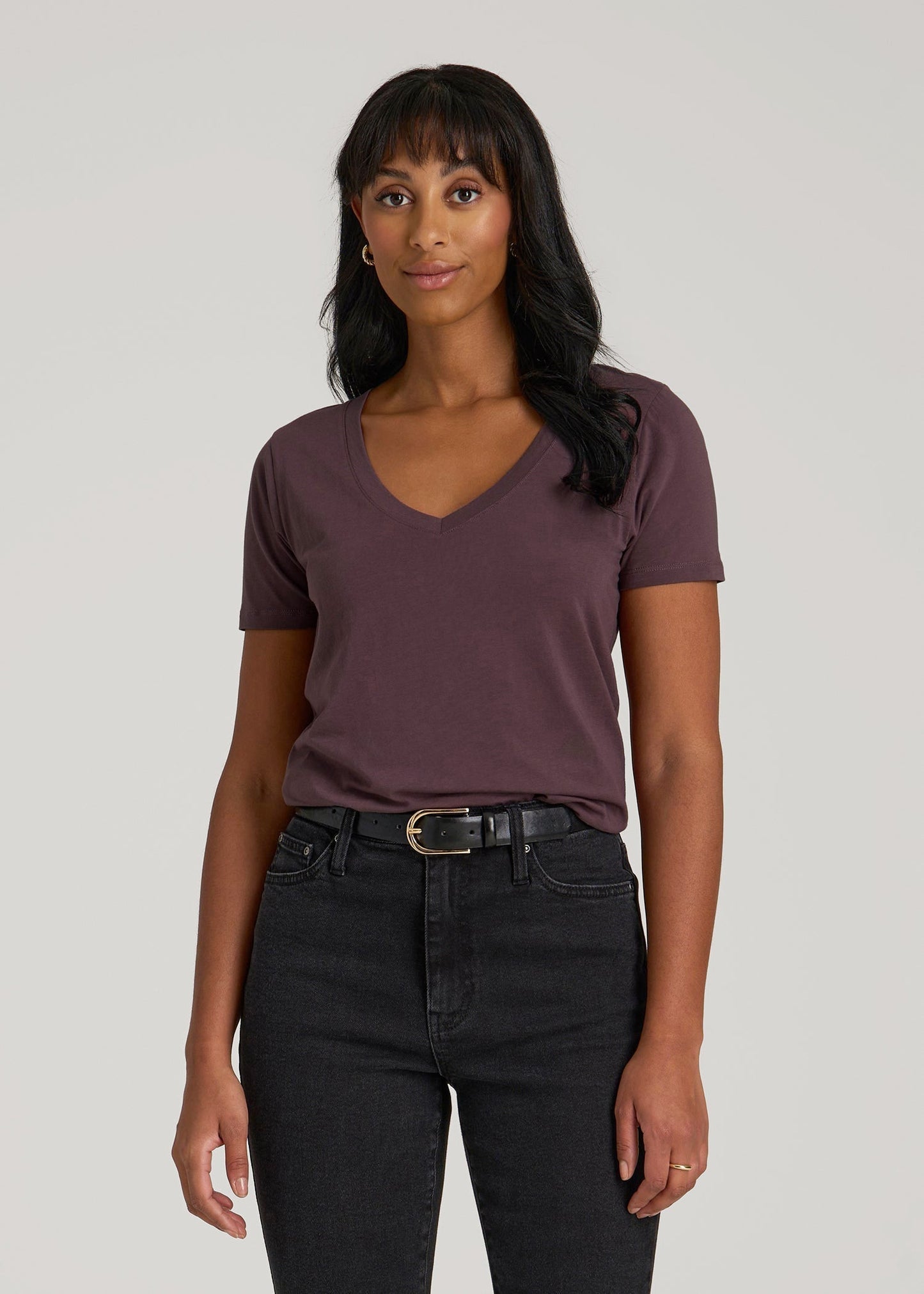 American Tall Women Scoop V-Neck Tee for Tall Women in Merlot