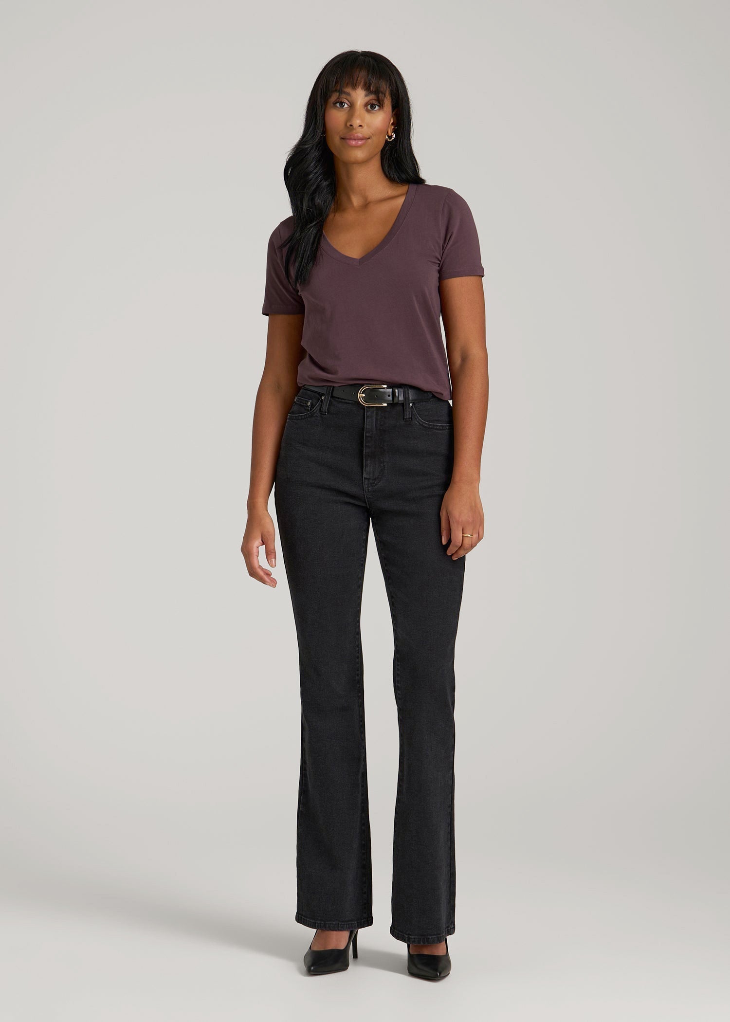 American Tall Women Scoop V-Neck Tee for Tall Women in Merlot