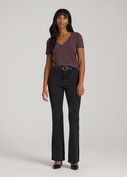 American Tall Women Scoop V-Neck Tee for Tall Women in Merlot