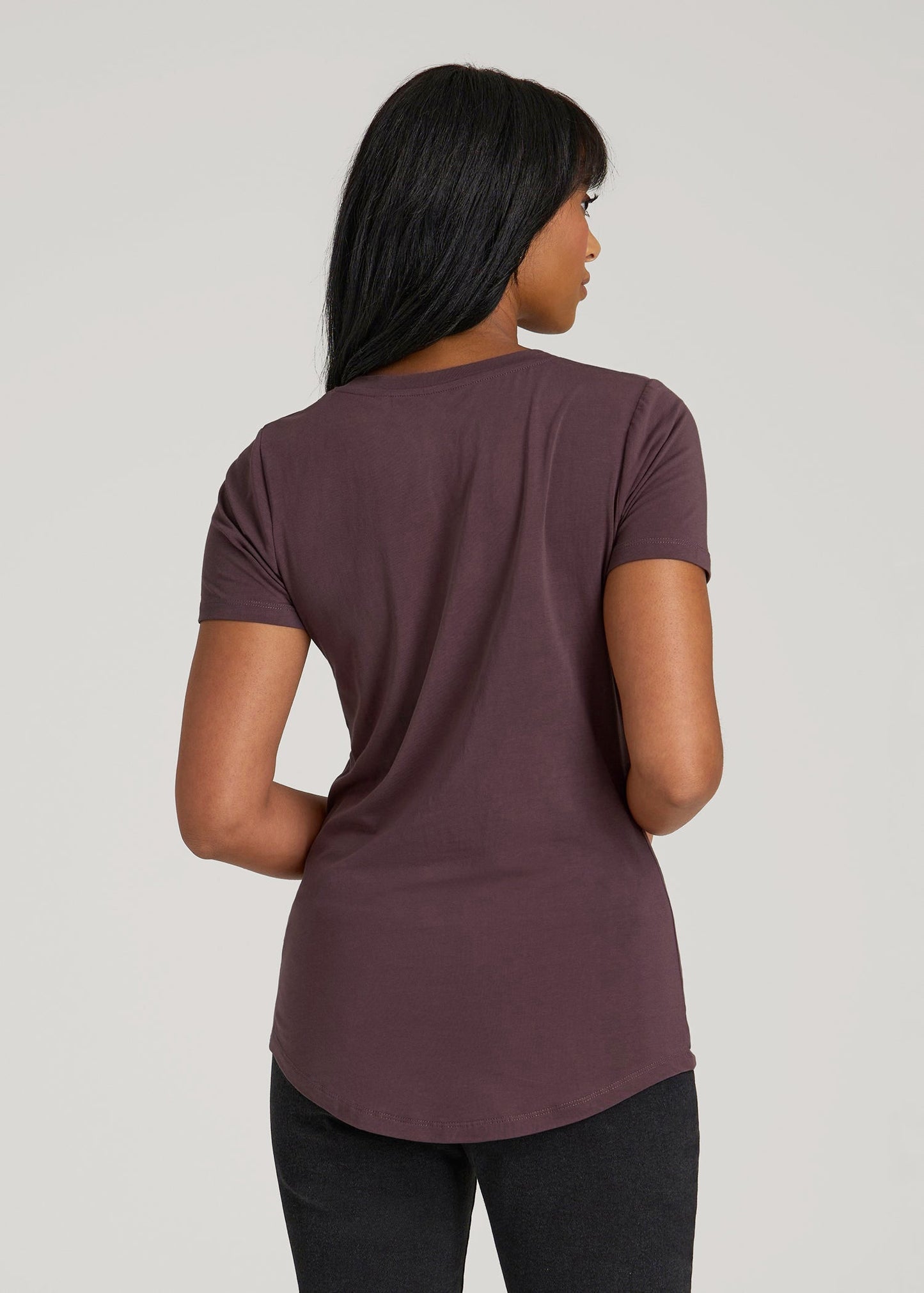 American Tall Women Scoop V-Neck Tee for Tall Women in Merlot