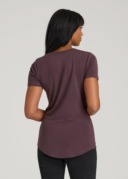 American Tall Women Scoop V-Neck Tee for Tall Women in Merlot