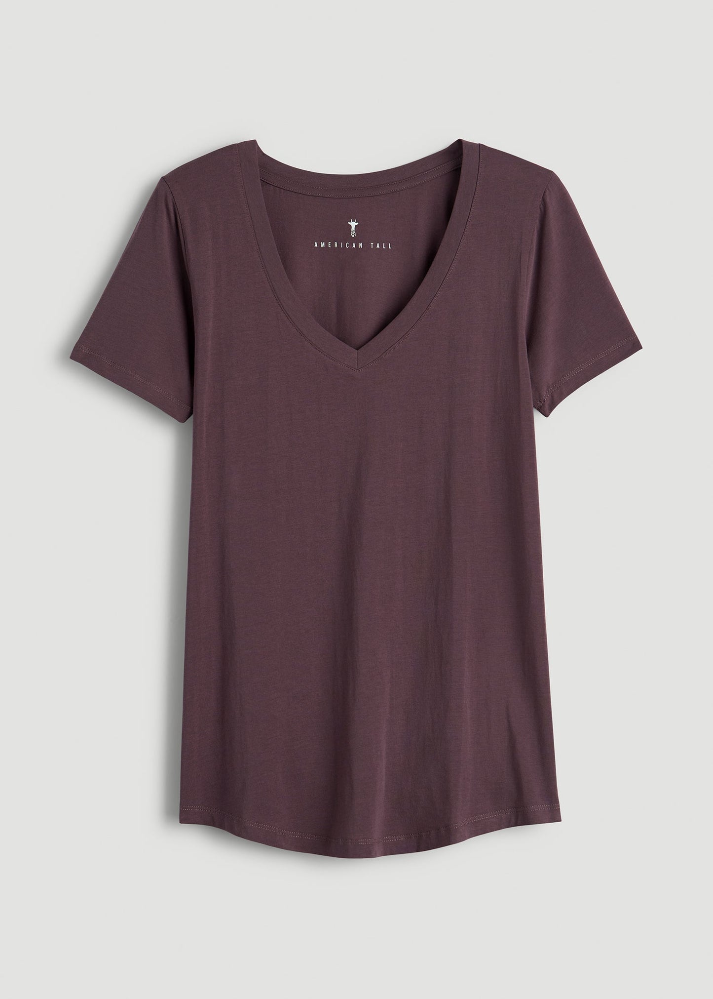 American Tall Women Scoop V-Neck Tee for Tall Women in Merlot