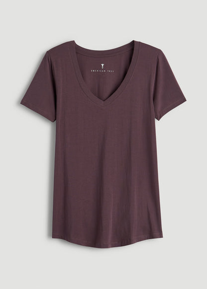 American Tall Women Scoop V-Neck Tee for Tall Women in Merlot