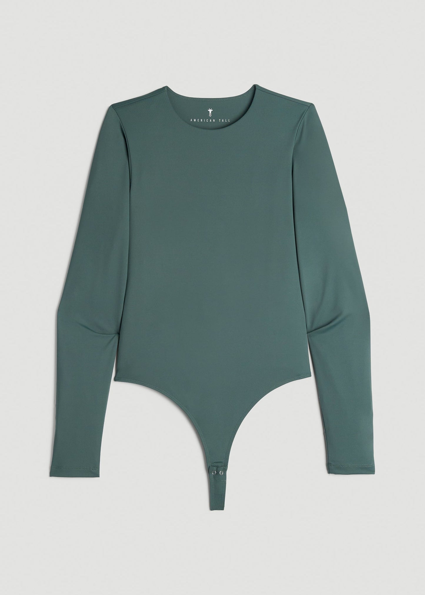 American Tall Women Long Sleeve Bodysuit for Tall Women in Balsam Green