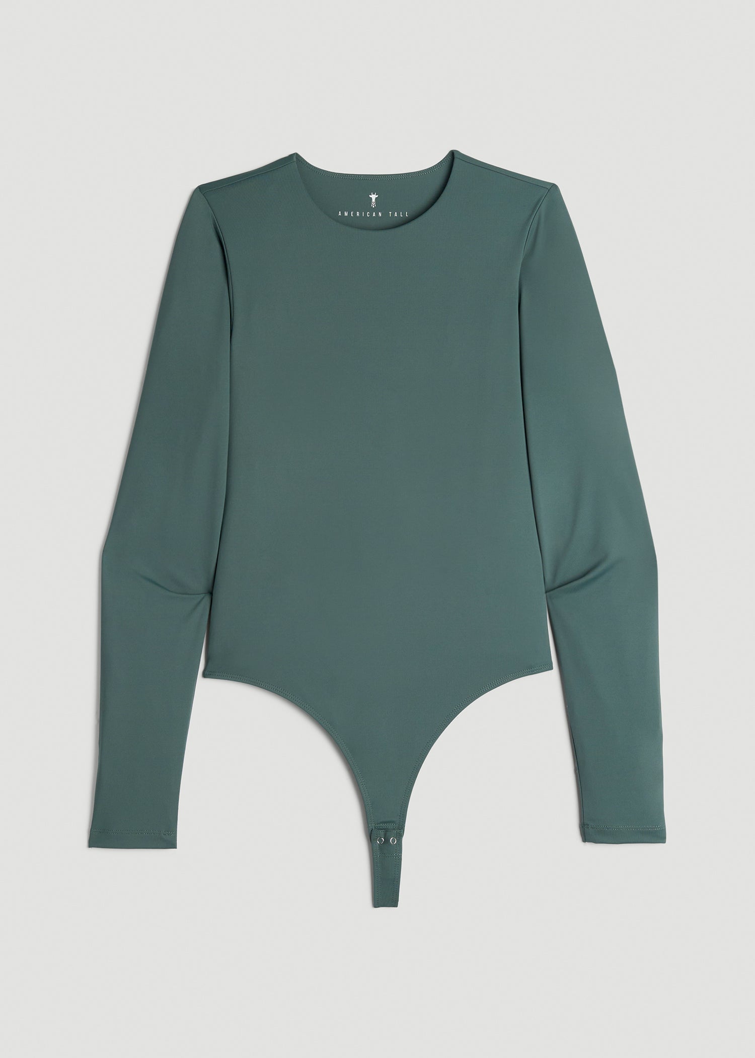 American Tall Women Long Sleeve Bodysuit for Tall Women in Balsam Green