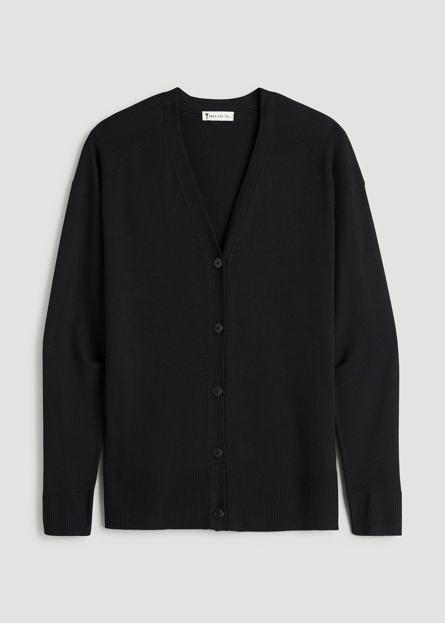 American Tall Women Linen Blend Knit Cardigan for Tall Women in Black