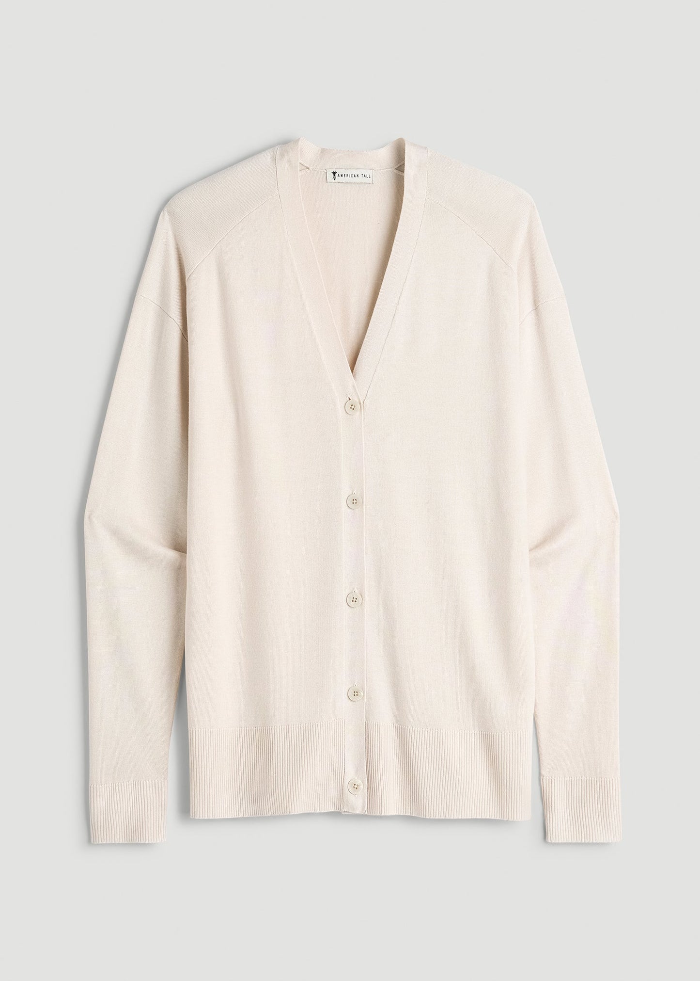 American Tall Women Linen Blend Knit Cardigan for Tall Women in White Sand