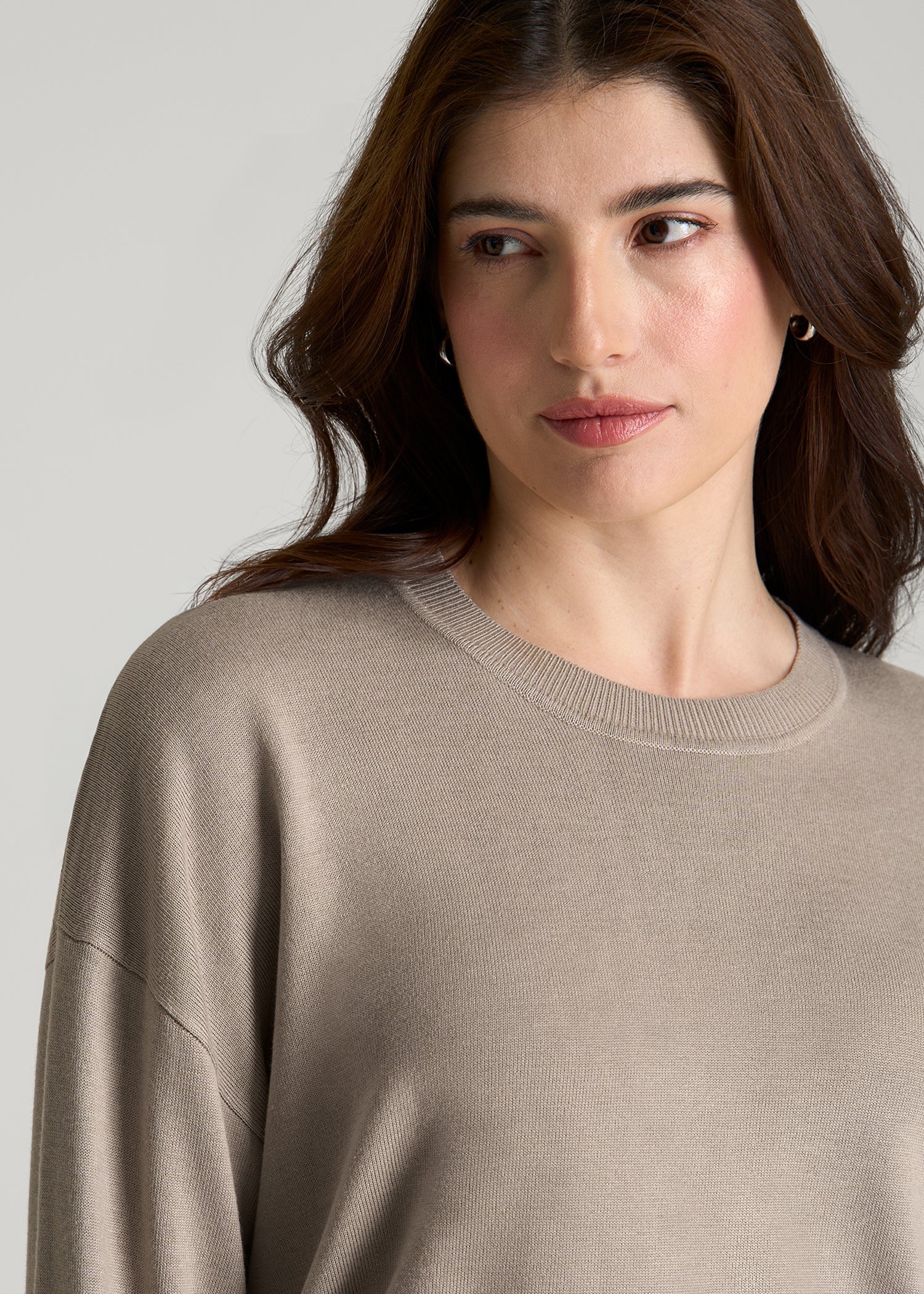 American Tall Women Linen Blend Knit Crewneck for Tall Women in Atmosphere