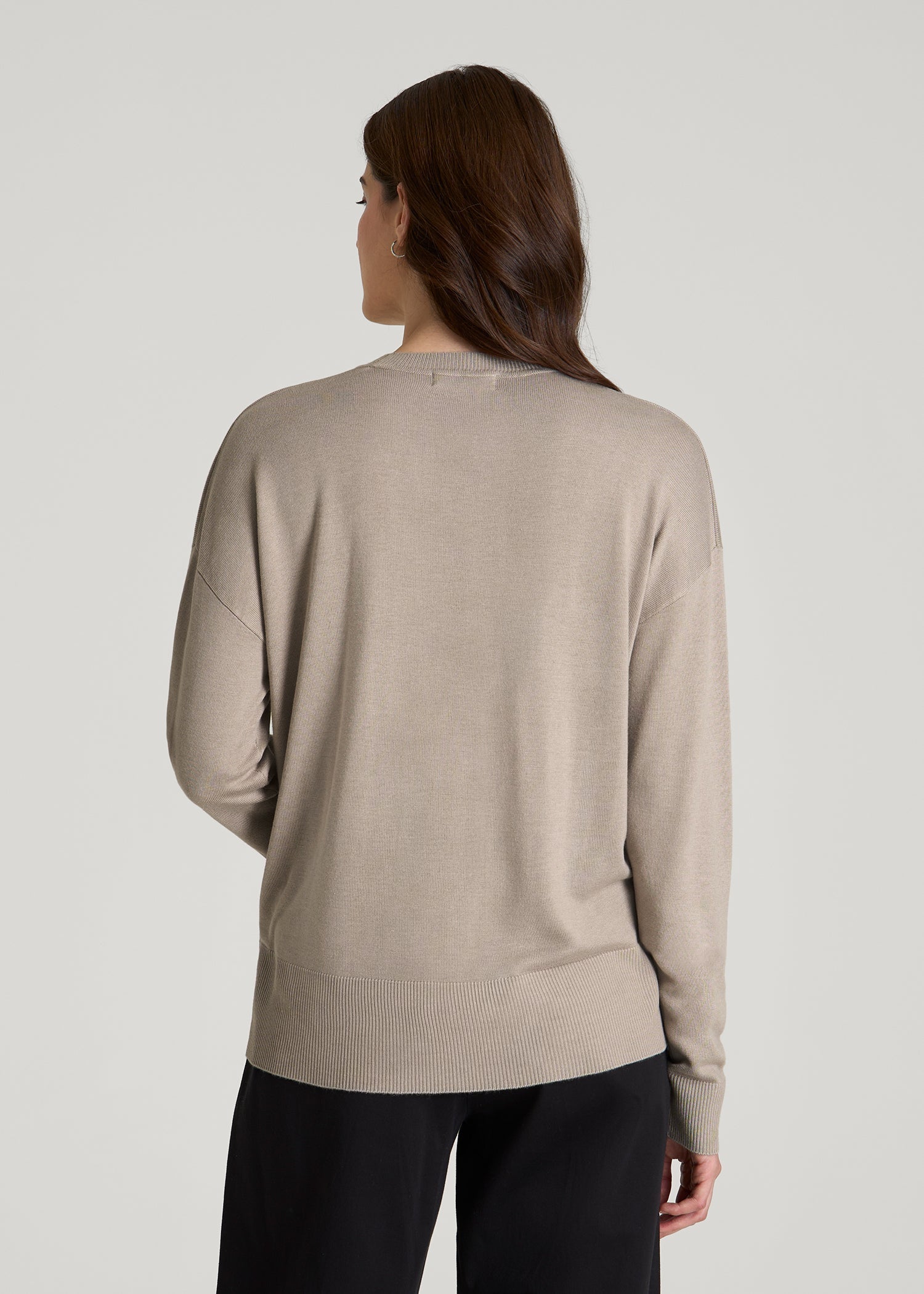 American Tall Women Linen Blend Knit Crewneck for Tall Women in Atmosphere