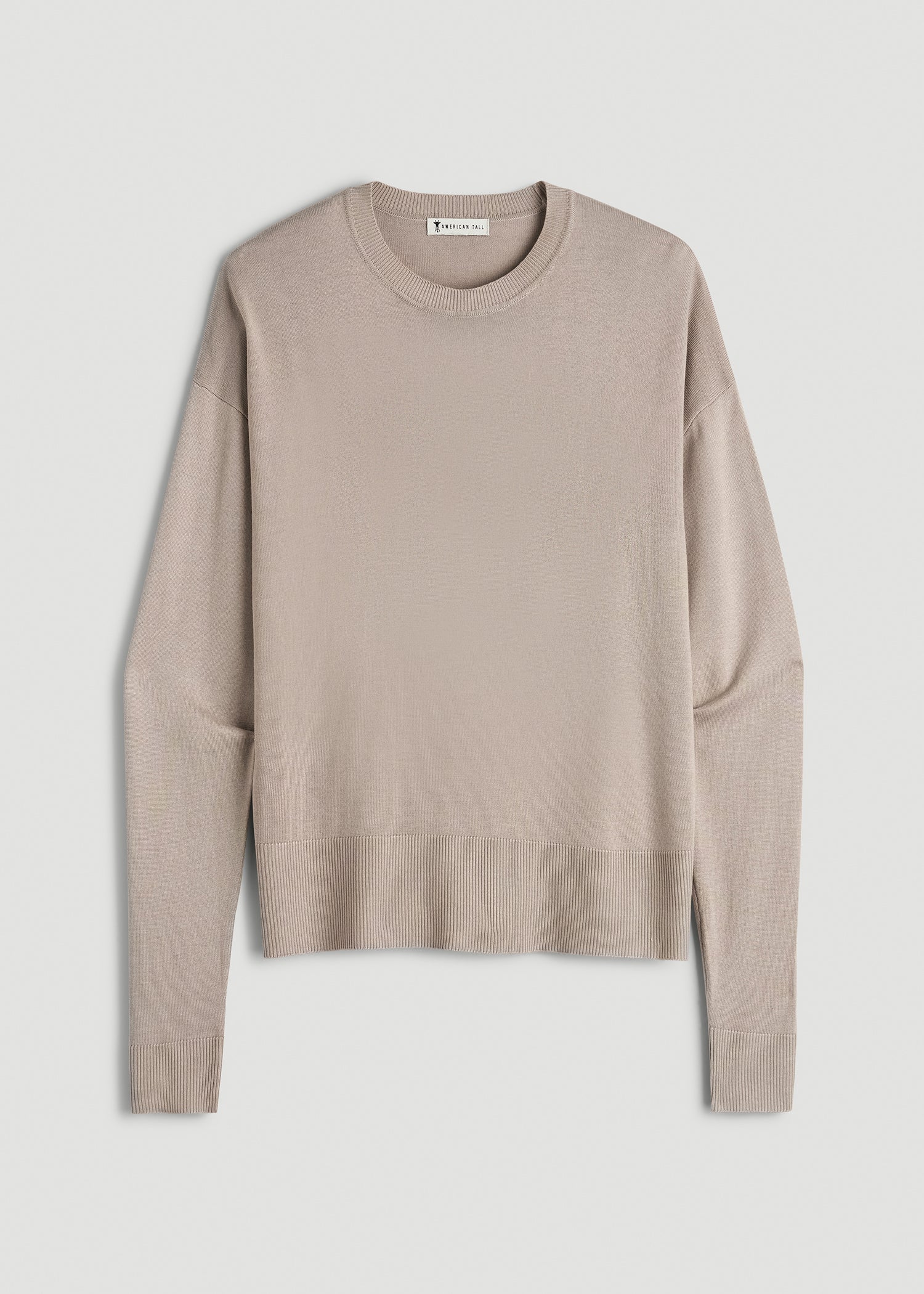 American Tall Women Linen Blend Knit Crewneck for Tall Women in Atmosphere