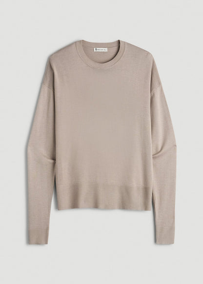 American Tall Women Linen Blend Knit Crewneck for Tall Women in Atmosphere