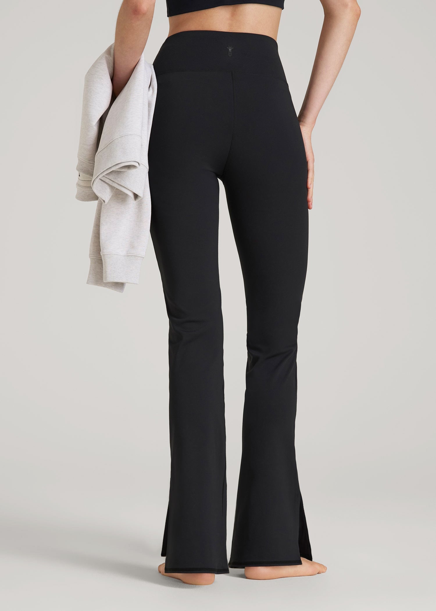 American Tall Women Balance Split Flare Pants for Tall Women in Black