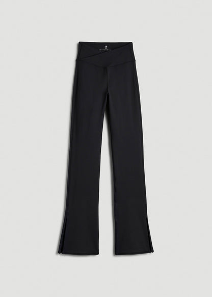 American Tall Women Balance Split Flare Pants for Tall Women in Black