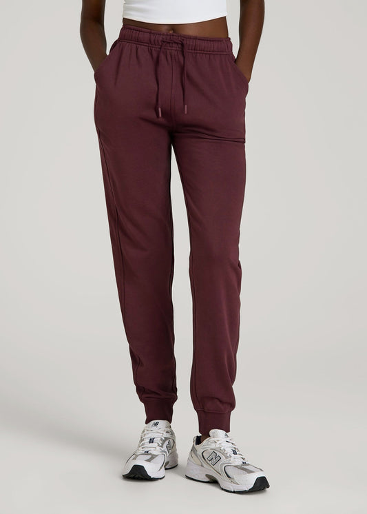 American Tall Women Garment Dyed Joggers for Tall Women in Washed Tawny Port