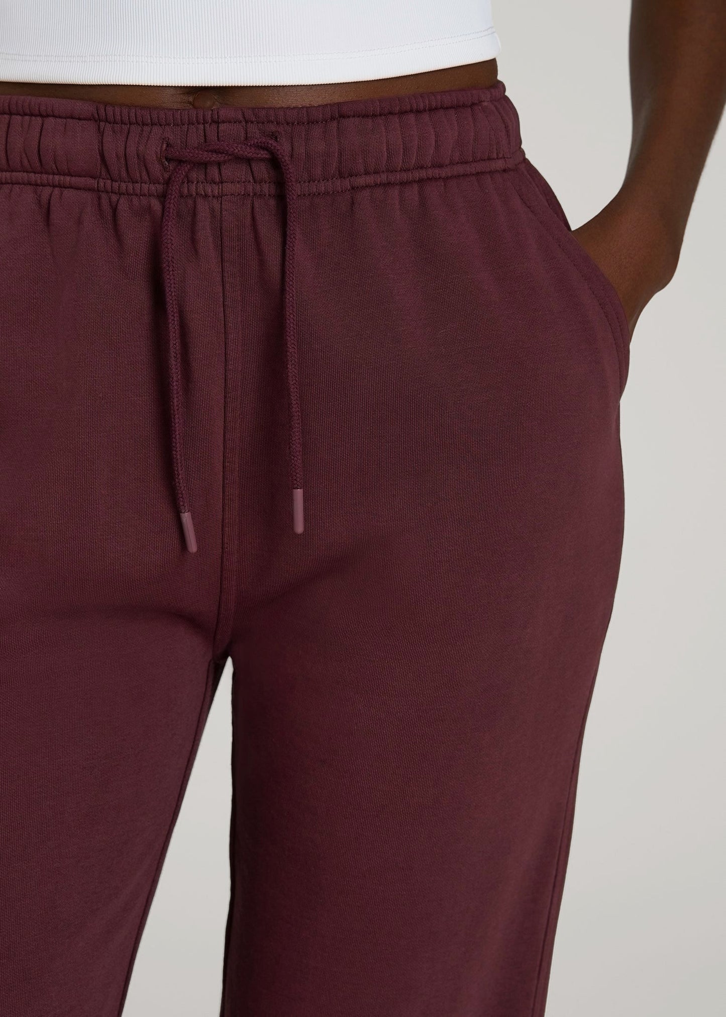 American Tall Women Garment Dyed Joggers for Tall Women in Washed Tawny Port