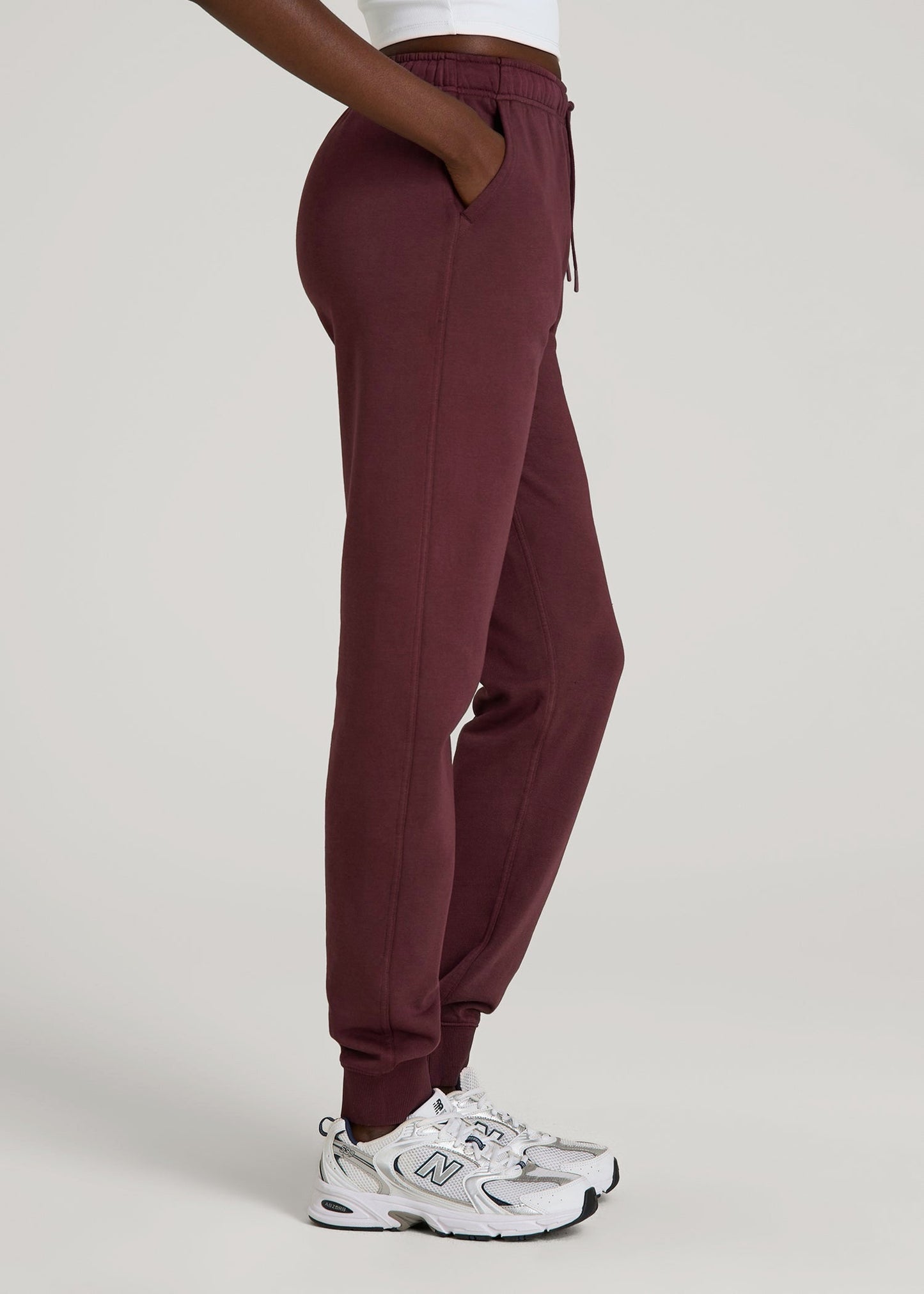 American Tall Women Garment Dyed Joggers for Tall Women in Washed Tawny Port