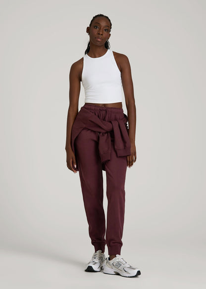 American Tall Women Garment Dyed Joggers for Tall Women in Washed Tawny Port