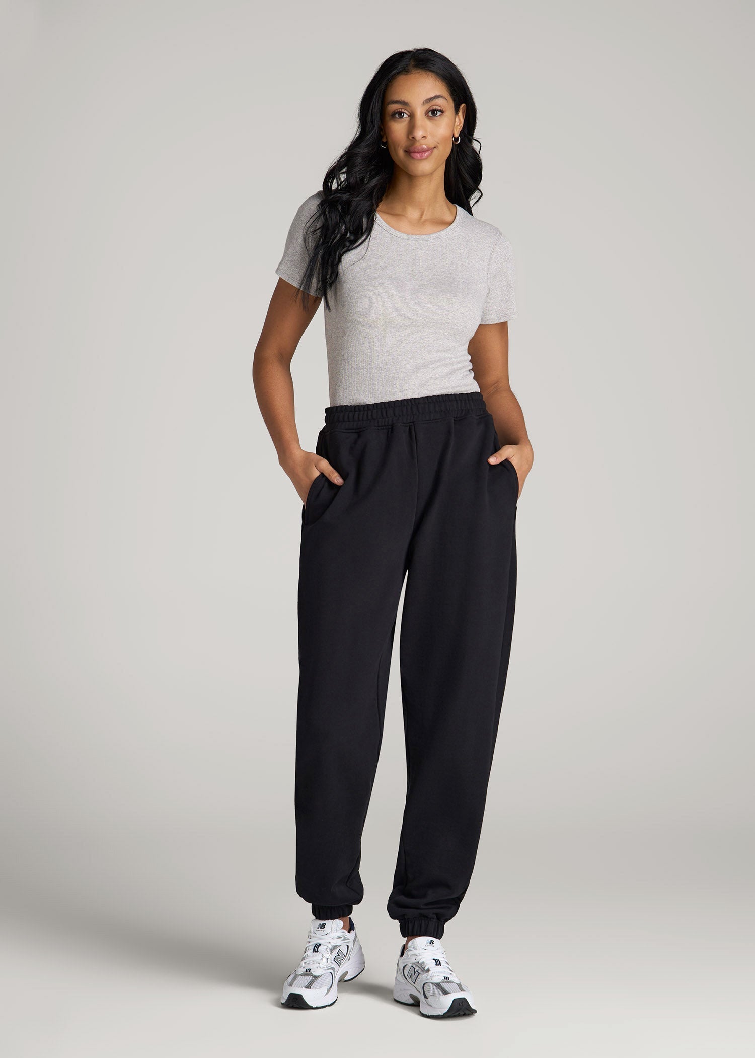American Tall Women Wearever Oversized French Terry Joggers for Tall Women in Black