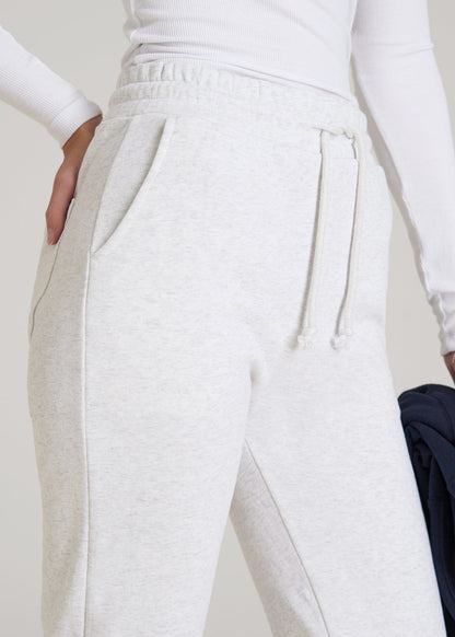 American Tall Women Wearever Fleece Slim Fit High-Waisted Garment Dye Sweatpants for Tall Women in Heather Cloud White